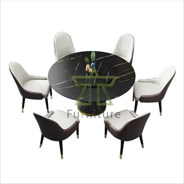 Bộ bàn ăn tròn xoay 2 mặt đá - Ảnh 2